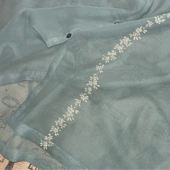 Norton Mcnaughton NWT! Eclipse See Throug Long Sleeve Button Down Blouse Size L - Picture 6 of 14